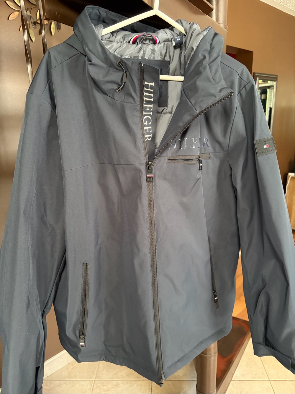 Tommy Hilfiger Men's Dark Navy Hooded Rain Jacket